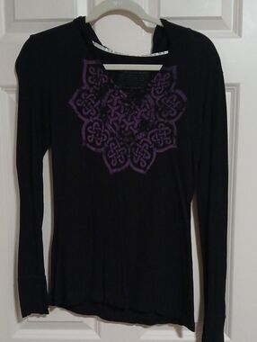Green Apple Eco-friendly Long Sleeve Hoodie Tee Shirt Medium Boho